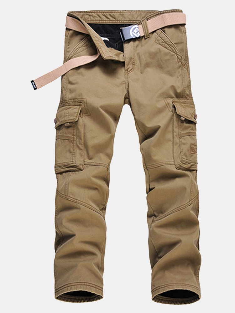 Pantalones cargo polares forrados de vellón de color puro con bolsillos ...