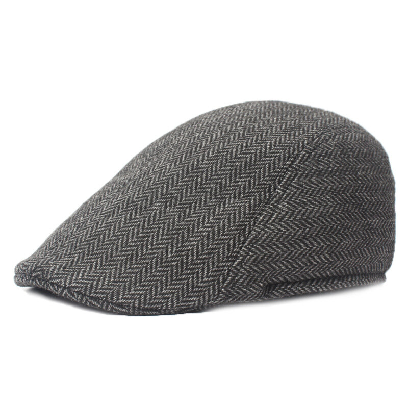 Mens Winter Lattice Cotton Retro Beret Cap Forward Hat Newsboy Cap ...