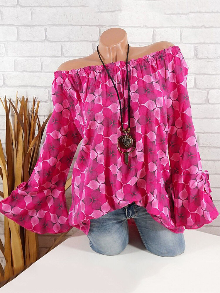 Casual Printed Off Shoulder Blouse