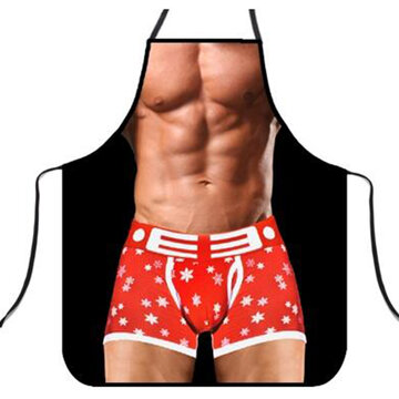 

Funny Muscle Male Apron Man Kitchen Grilling Apron For Boyfriends Gift, White