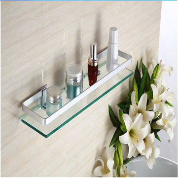 

35cm Glass Bathroom Shelf Rectangle Wall Mounted Sundries Stand