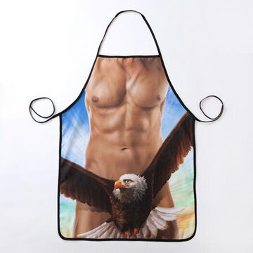 

3D Sexy Naked Male Apron Funny Party Kitchen Barbecue Muscle Man Apron For Lover Gift, White
