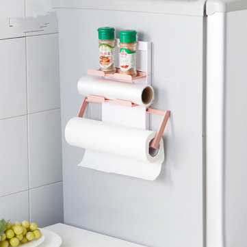 

KCASA KC-SR09 Magnet Refrigerator Fridge Sidewall Paper Towel Holder Storage Rack Shelf Organizer, Pink green