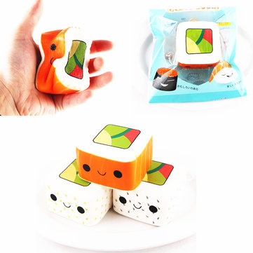 

SanQi Elan Squishy Simulated Square Sushi Slow Rebound Toys Original Packaging Decor Toy, Dark grey dark orange yellow
