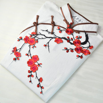 

Plum Blossom Flower Applique Clothing Embroidery, White blue pink red