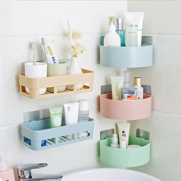 

Honana BX-825 Bathroom Wall Corner Shelf Magical Sticky Rack Storage Holder Box Stand Rack, Green blue khaki pink