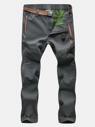 

Fleece Lining Water-repellent Outdoor Pants, Black dark gray army green