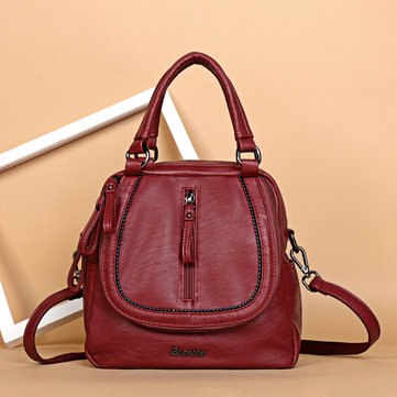 

Brenice Multifunction Handbags Vintage Bohemia Shoulder Bag, Red purple black