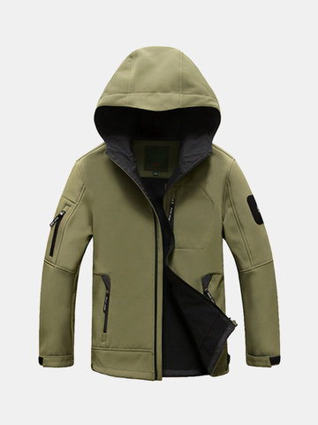 

Waterproof Wind Resistant Softshell Jacket, Black army green