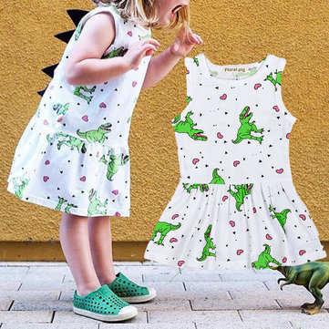 

Dinosaur Print Girls Dress For 1-7Y
