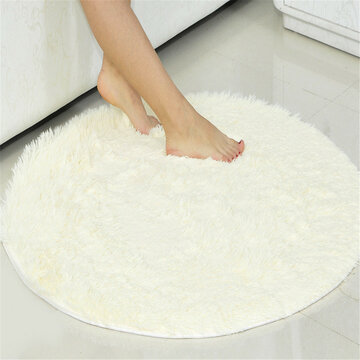 

Round Fluffy Rugs Anti-Skid Shaggy Area Rug Room Home Bedroom Carpet Floor Mat, Blue coffee off white