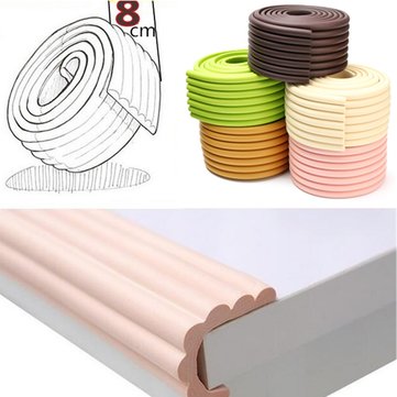 

2 Meters Safety Table desk Edge Corner Cover Cushion Guard Strip Softener Bumper Protector, White coffee brown pink green