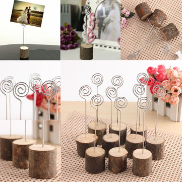 

6PCS Natural Wood Base Table Number Place Name MEMO Card Stand Holder
