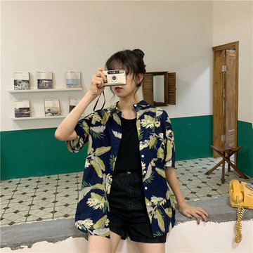 

Factory Price Season New Retro Hong Kong Flavor Wild Holiday Fashion Flower Shirt Short Sleeve Sunscreen Jacket Female