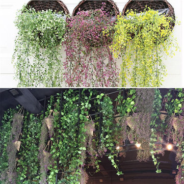 

Artificial Weeping Willow Ivy Vine Fake Plants Outdoor Indoor Wall Hanging Home Decor, Purple rose yellowgreen