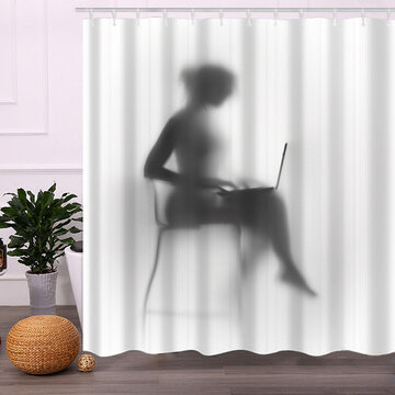 

Bathroom European Style Shadow Shower Curtain, White