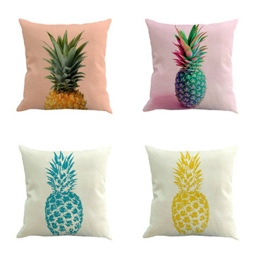 

Tropical Fruit Pineapple Linen Pillowcase, White