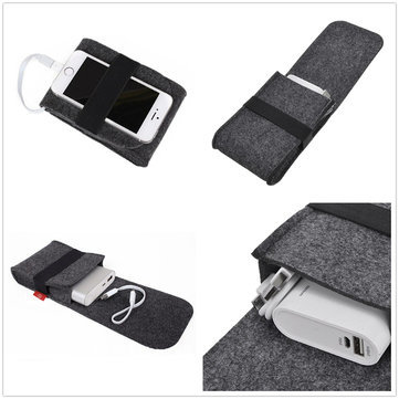 

Power Bank Mouse USB Cable Digital Accessories Felt Storage bag, Grey green black