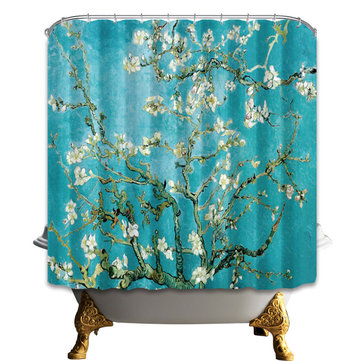 

180*180cm Hand Painted Pear Theme Waterproof Fabric Shower Curtain With 40*60cm Bathroom Mat