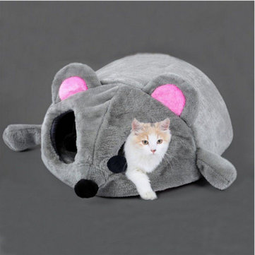 

Cartoon Mouse Shape Bed Small Cat Dog Cave Nest Cozy Mat Sleeping Cushion Pet House Home