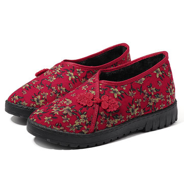 

Casual Soft Folkways Flowers Flat Loafers, Red