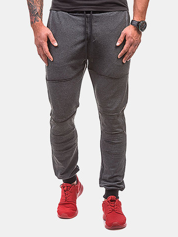 

Stylish Holes Design Slim Fit Jogger Pants, Light gray dark gray