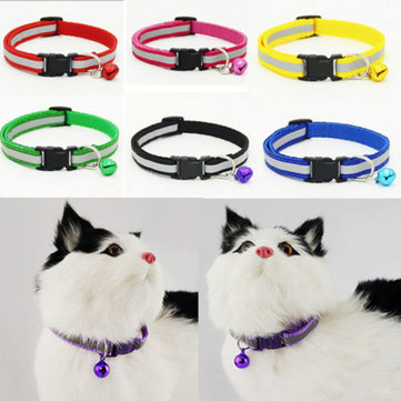 

Pet Dog Cat Adjustable Collars Puppy Buckle and Clip for Lead Safety with Bell, Blue black red rose red