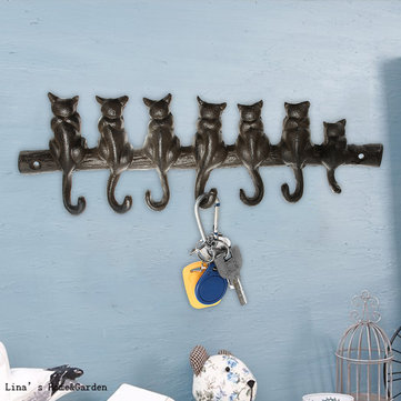 

Cat Kitten Tail Cast Iron Wall Hook 6 Hooks