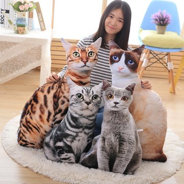 

19.7" Funny Soft Creative Simulation Cat Pillows, White