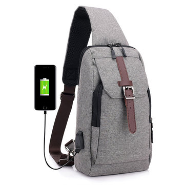 

Minimalist Csual USB Charging Port Outdoor Riding Sling Bag, Black