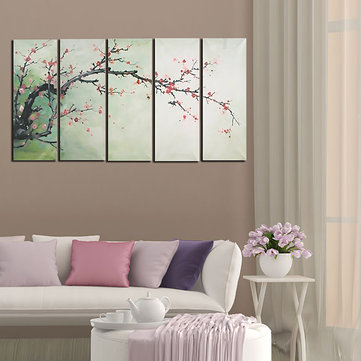 

5PCS Unframed Landscape Plum Flower Art Oil Painting Canvas