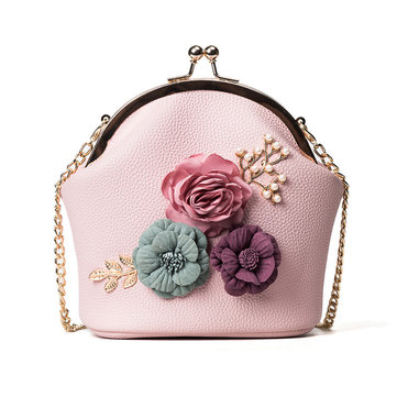 

Stylish Flower Decorational Shell Chain Shoulder Bags