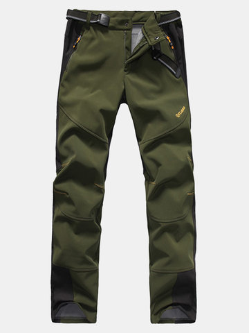 

Mens Outdoor Soft Shell Water-repellent Cozy Warm Fleece Lined Breathable Sport Pants, Army green dark gray black coffee