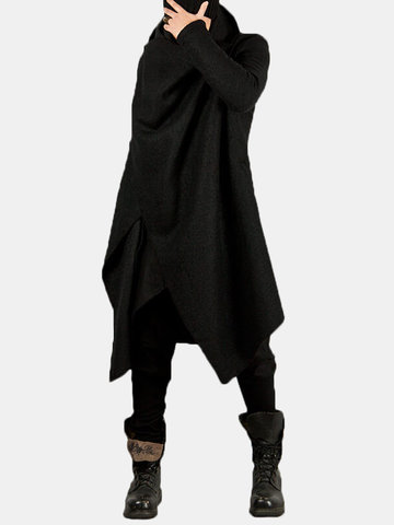 

Men's Irregular Hem Shawl Cardigan Cloak, Black