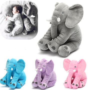 

Little Baby Long Nose Lumbar Elephant Pillow, Blue pink purple gray yellow