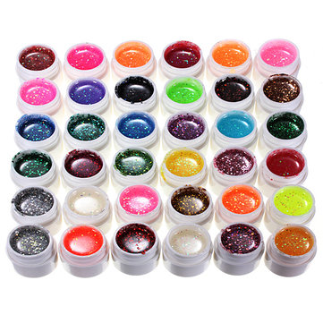 

36 Colors Glitter Powder Shiny UV Gel Builder Set Nail Art Decoration