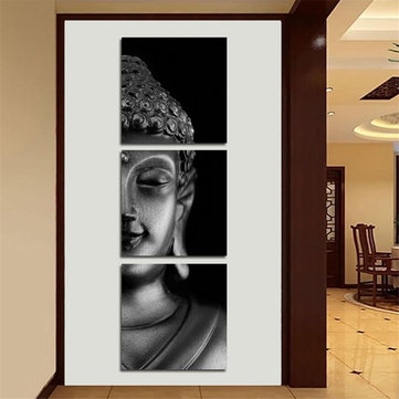 

3Pcs Abstract Splicing Buddha Canvas Painting, White