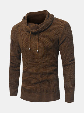 

Casual Cowl Neck Solid Color Warm Sweater, Gray black navy camel