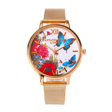 

LVPAI Elegany Butterfly Flower Watch, Gold