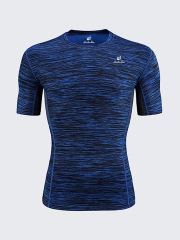 

Mens Quick-drying Perspiration O-neck Short Sleeve Jogging Fitness Sport T-shirt, Blue fluorescent green dark gray