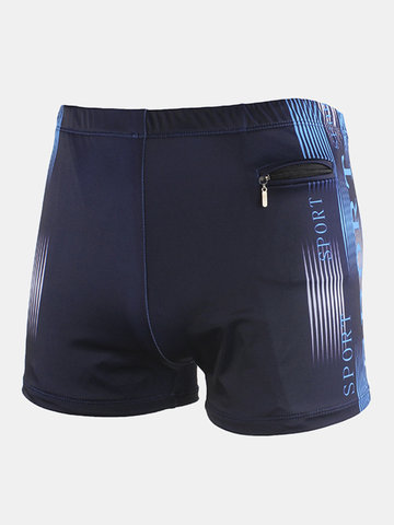 

Plus Size Hot Spring Zipper Pocket Shorts Surf Swimming Printing Boxers Swim Trunks for Men, Red blue dark blue green
