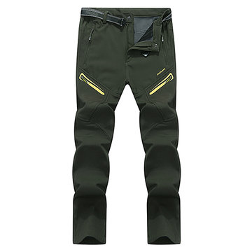 

Mens Warm Fleece Lining Water-repellent Outdoor Sport Pants, Gray army green