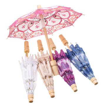 

Lace Elegant Embroidered Parasol Umbrella For Bridal Wedding Party Prop Decoration, Rose red purple blue white