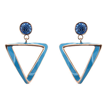 

JASSY Blue 3D Triangle Crystal Earrings