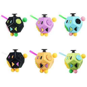 

12 Side Sided Fidget Cube Desk Toy Stress Anxiety Relief Focus Puzzle Adult Kid, Black/red/green black/red/blue